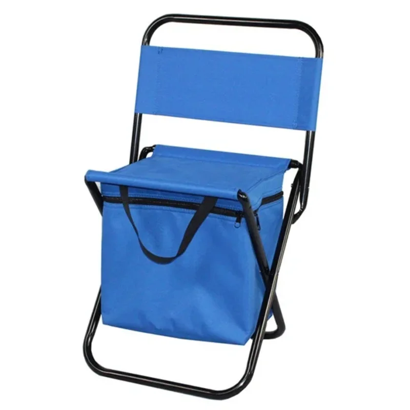 Compact Folding Chair With Cooler Bag And Shoulder Straps, Lightweight Backrest Stool, Fishing, Camping, Hiking