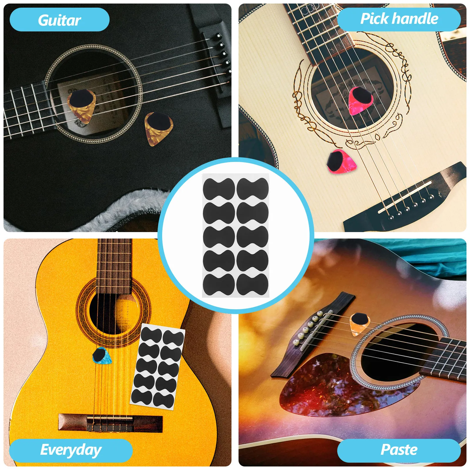 20Pcs High Friction Eva Guitar Pick Grips Self-Stick Anti-Slip Grip Pads Improve Control Reduce Drop Risk Portable Guitar Pick