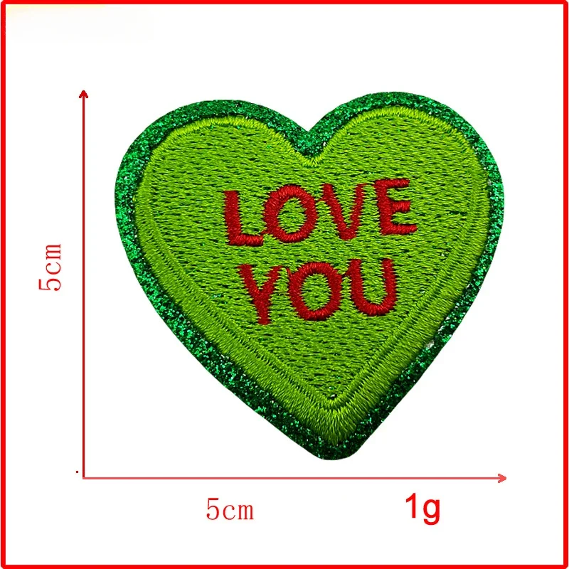 10pcs Love You Love Bug Chenille Embroidery Ironing Patch Iron on For Clothing Jacket Hearts Valentine's Day Patches Diy Badges