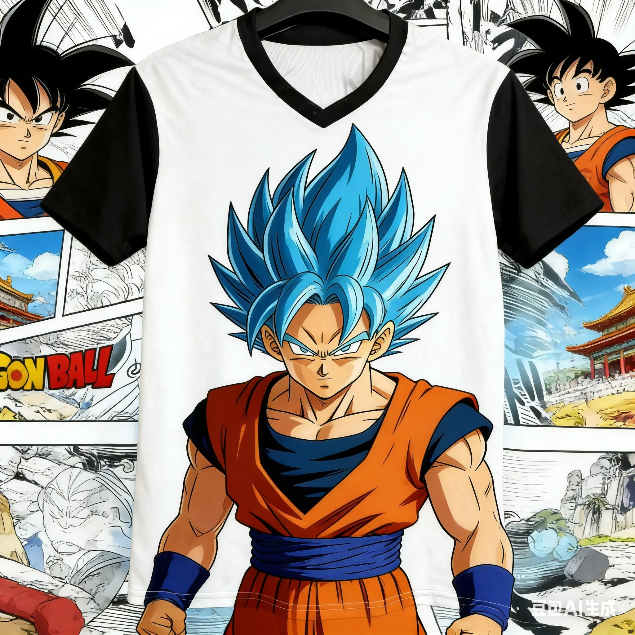 

2026 Summer Dragon Ball Super Saiyan Blue Goku 3D Print Oversized V-Neck T-Shirt High Quality Anime Streetwear Y2K Casual Tops