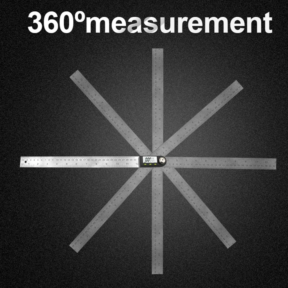 Digital Angle Finder 200mm 300mm Stainless Steel Electronic Goniometer Protractor Ruler 0-360 Degree LCD Display For Woodworking