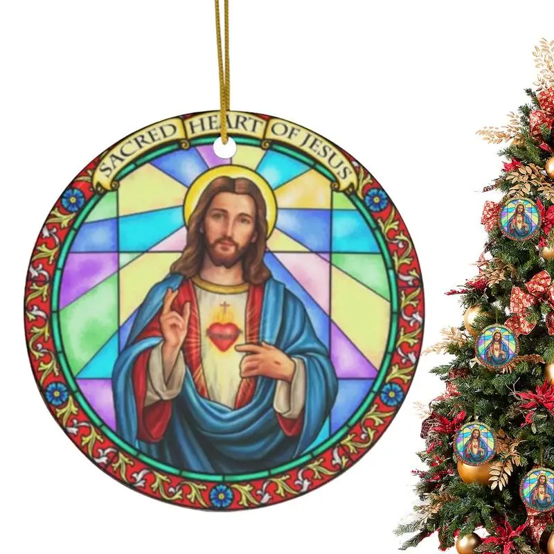 Christmas Tree Hanging Ornaments Jesus Christ Birth Acrylic Christmas Decorations Religious Ornaments Party Supplies Accessories