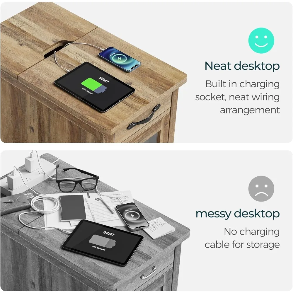 مجموعة طاولات القهوة المزرعة المكونة من 3 قطع من LINSY HOME: مجموعة غرفة معيشة خشبية مع 41 طاولة قهوة وطاولتين نهائيين باللون البني #4