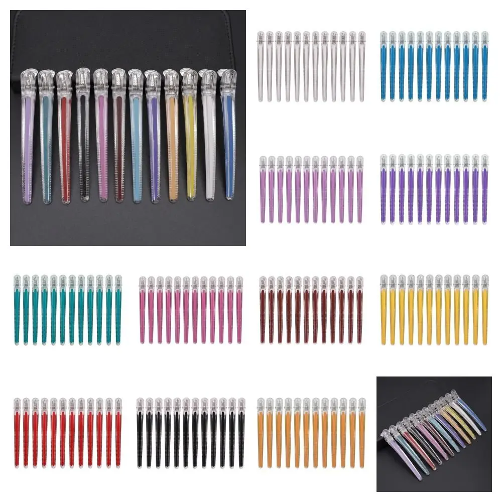 

12pcs/set Anti-slip Long Cutting Hair Clamps Pink No Crease Hair Clip Styling Tools Barber