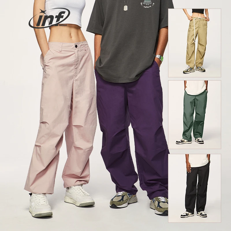 INFLATION Men Parachute Pants Unisex Oversized Baggy Cargo Pants Male Track Pants