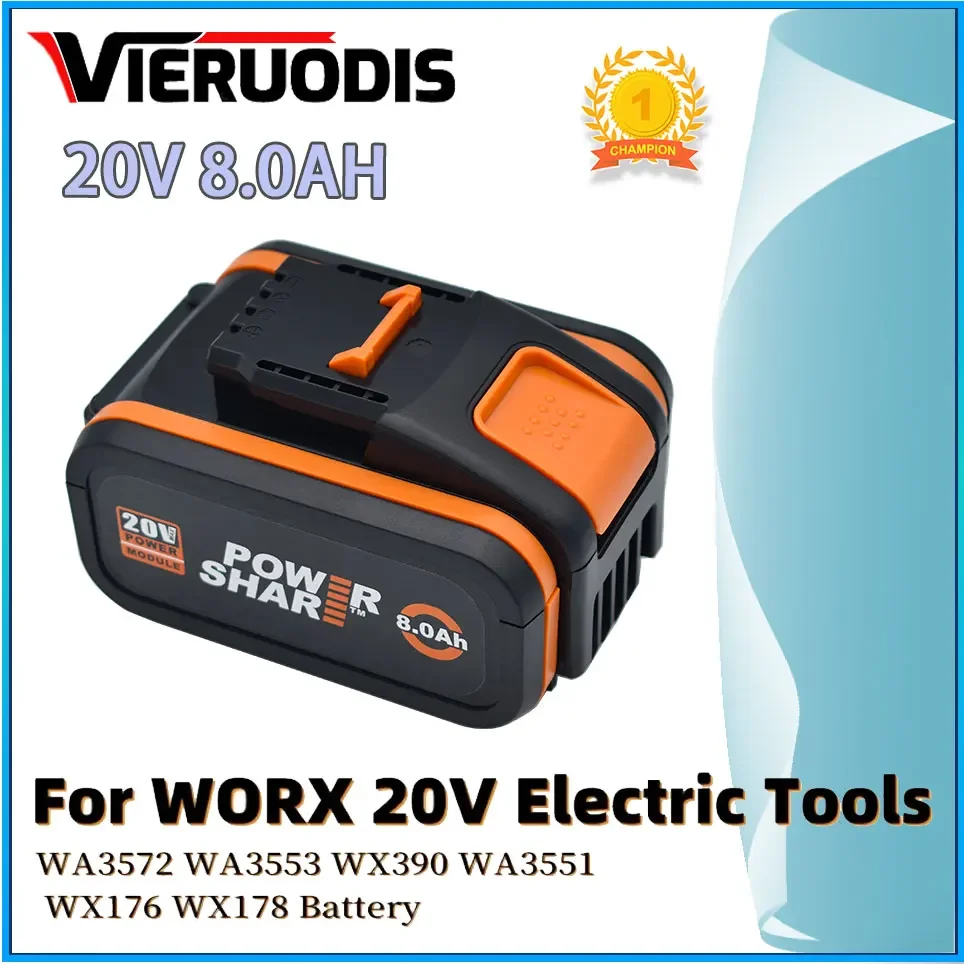 

Для батареи 20V 8000mah Li-Ion для Worx WX390/WX176/WX166.4/WX372.1 WX800/WX678/WX550/WX532/WG894E WG629E/WG329E/WG2