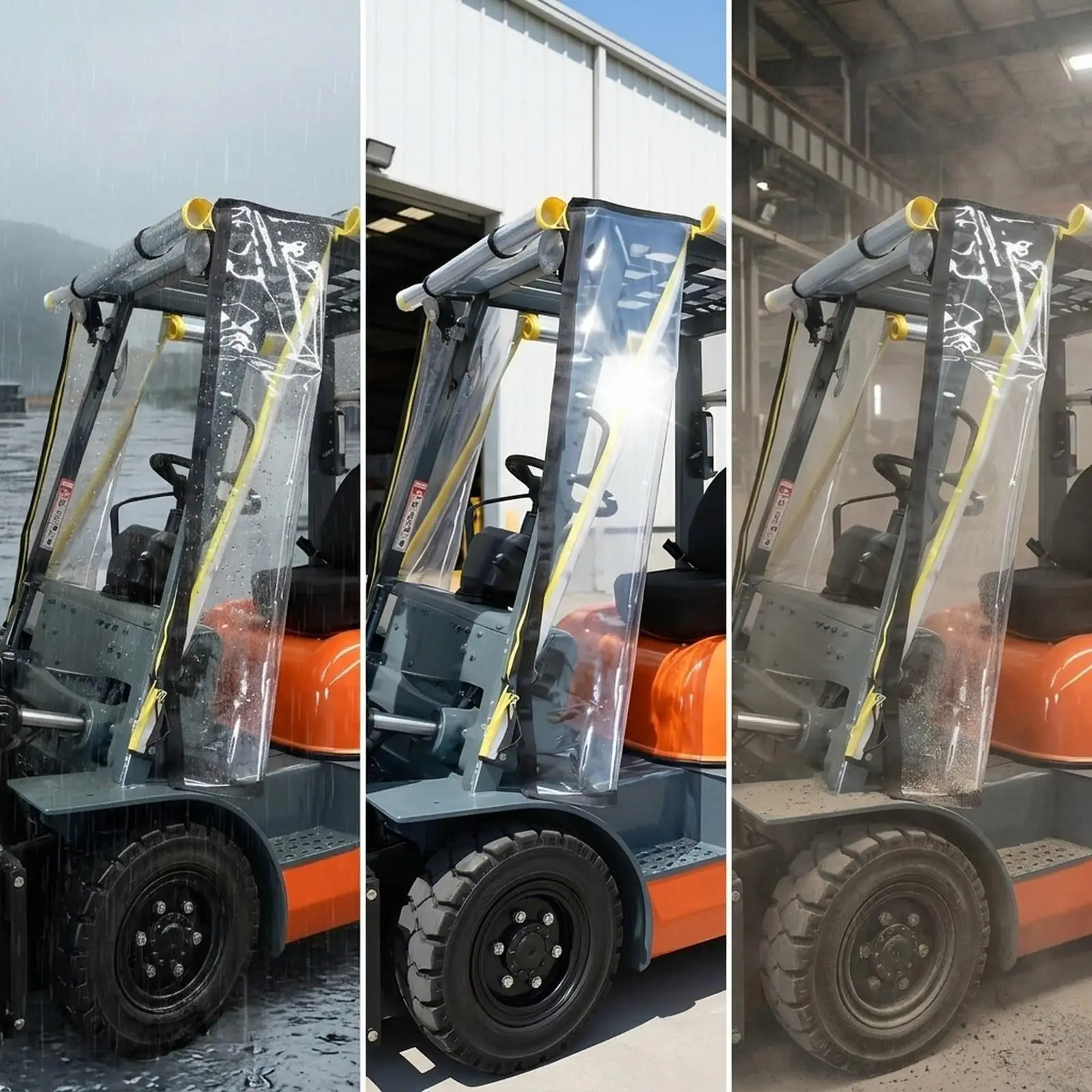 Universal Transparent Forklift Rain Cover PVC Protective Enclosure Roof Sunshade for Forklift Weather and Dust Protection