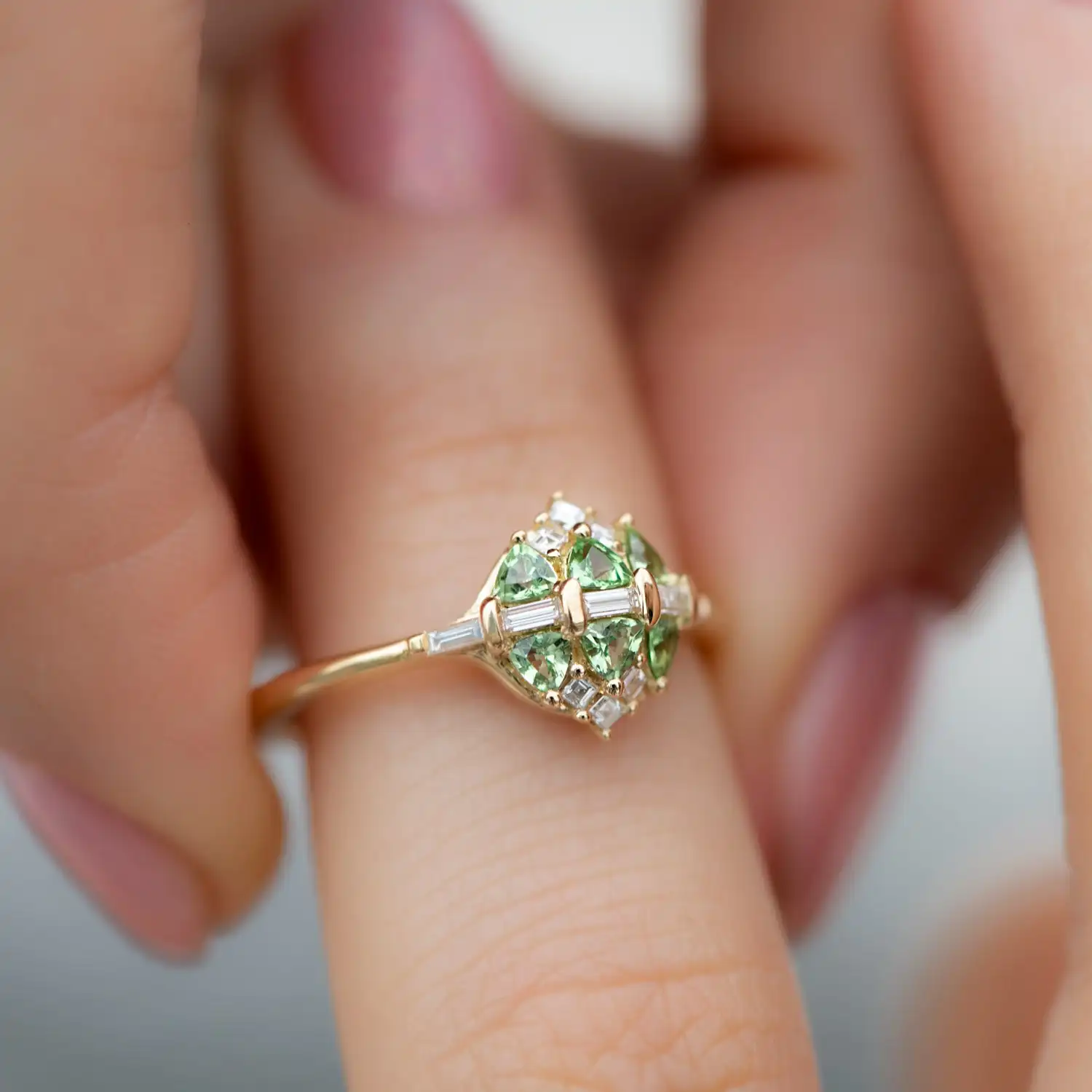 VOVGEMINI 18k Gold Moissanite Ring 3x3mm Savorite Jewelry 585 9k Rings Beautiful Special Design Elegant Style For Woman Girls