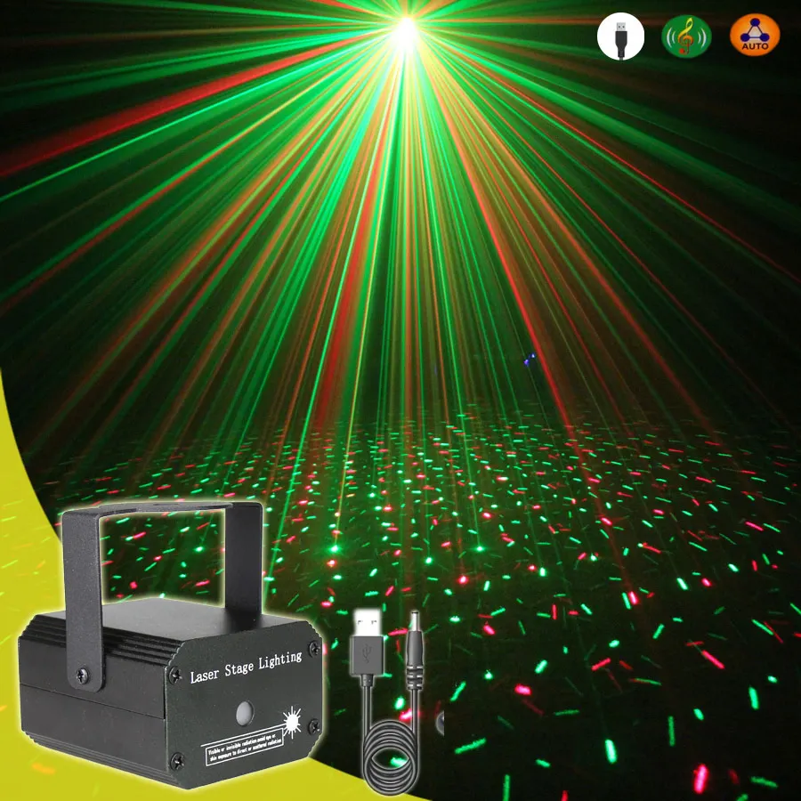 ESHINY Mini 2w1 R&G Laser Full Star Patterns Projektor DJ Dance Disco Bar Magic Ball LED Party Xmas Stage Effect Light Show Y10