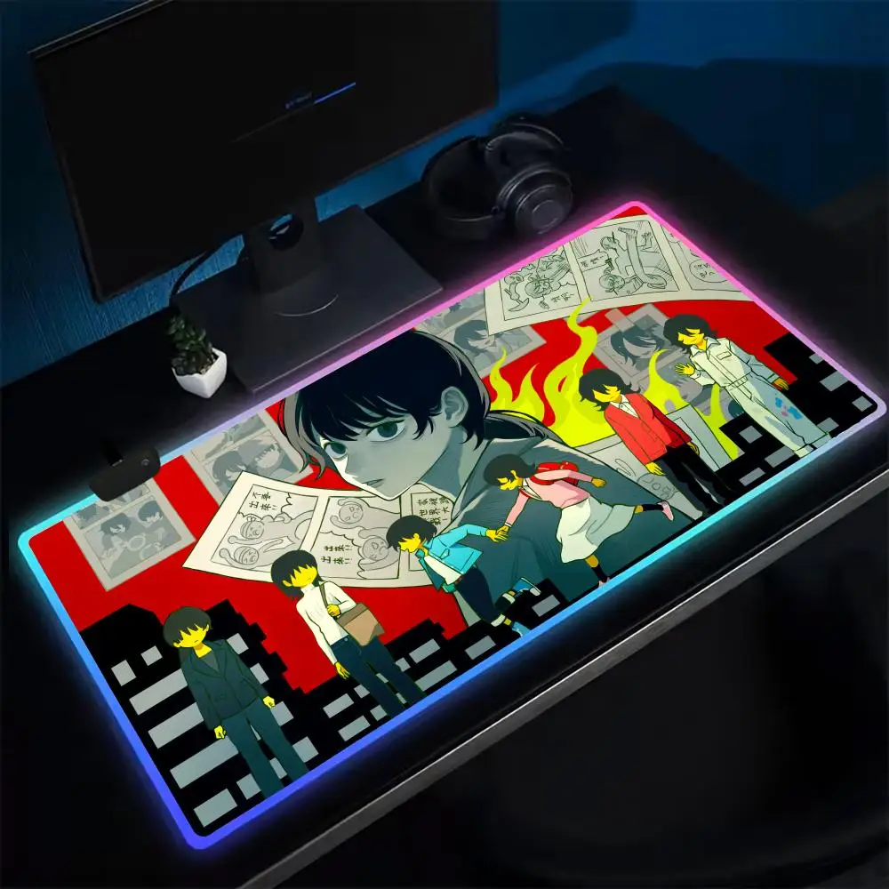 

Look Back Mouse Pad Anime Gaming Mouse Pad LED Table Pads Backlit Rubber Desktop XXL RGB Desk Mats