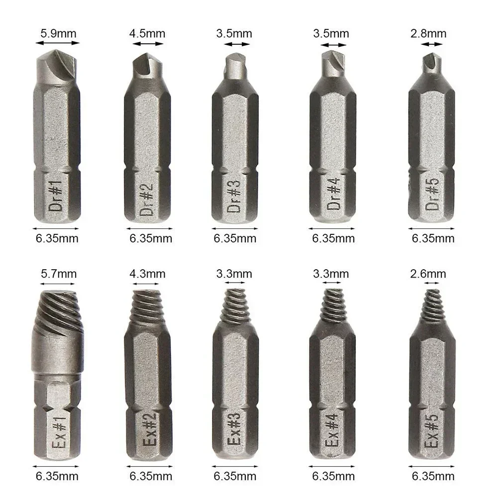 Damaged Screw Extractor Set Drill Bit Stripped Broken Remover Small Easily Quickly Take Out Kit Easy Demolition Power Tools