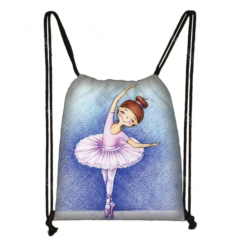 Elegent Ballet Dancing Girls Drawstring Bag Women Fashion Storage Bags Teenager Girls Backpack Kids Bookbag Shoes Bags