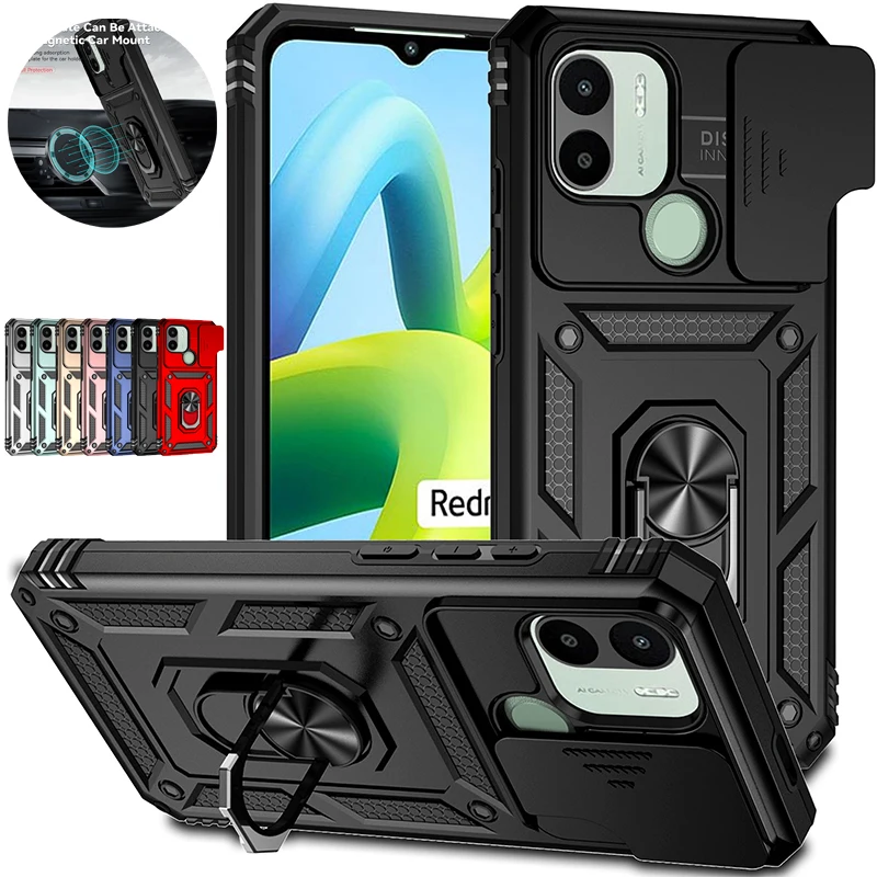 For Xiaomi Redmi A1 Plus Case Magnetic Ring Holder Armor Phone Case For Redmi A1+ Plus a1 A 1 Slide Camera Protect Back Cover