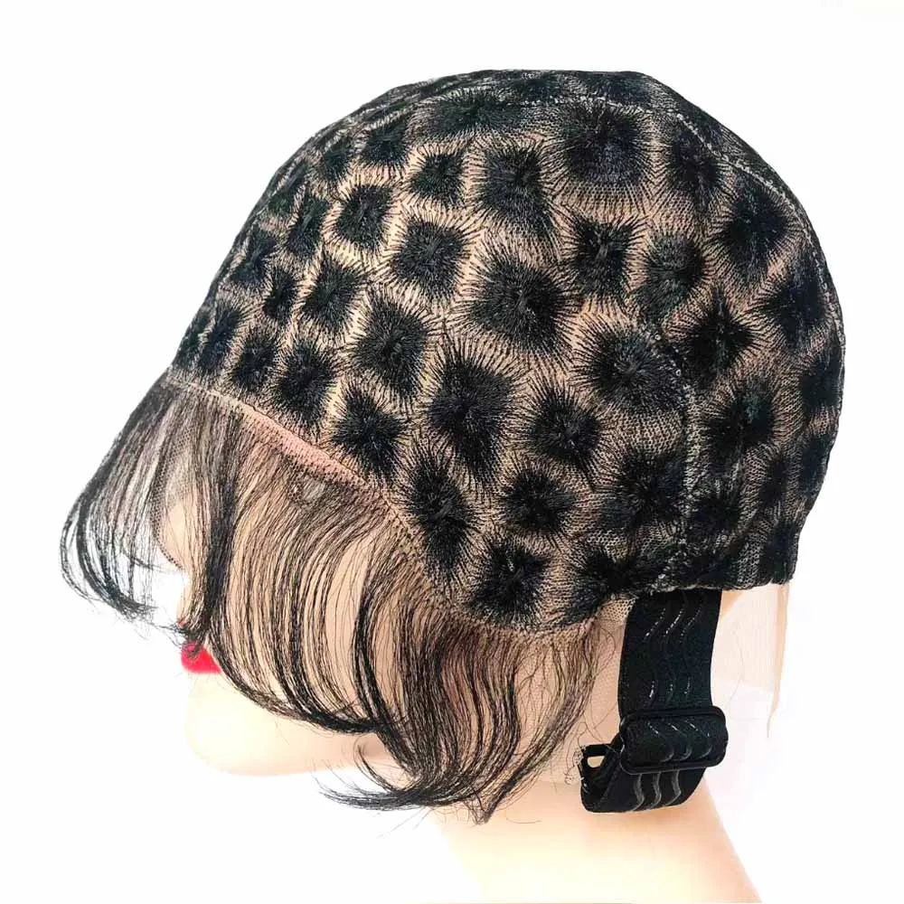 Wig penuh renda topi baris jagung untuk wig kepang untuk WANITA HITAM, wig kepang Bantu dengan keranjang kepang tanpa simpul topi renda