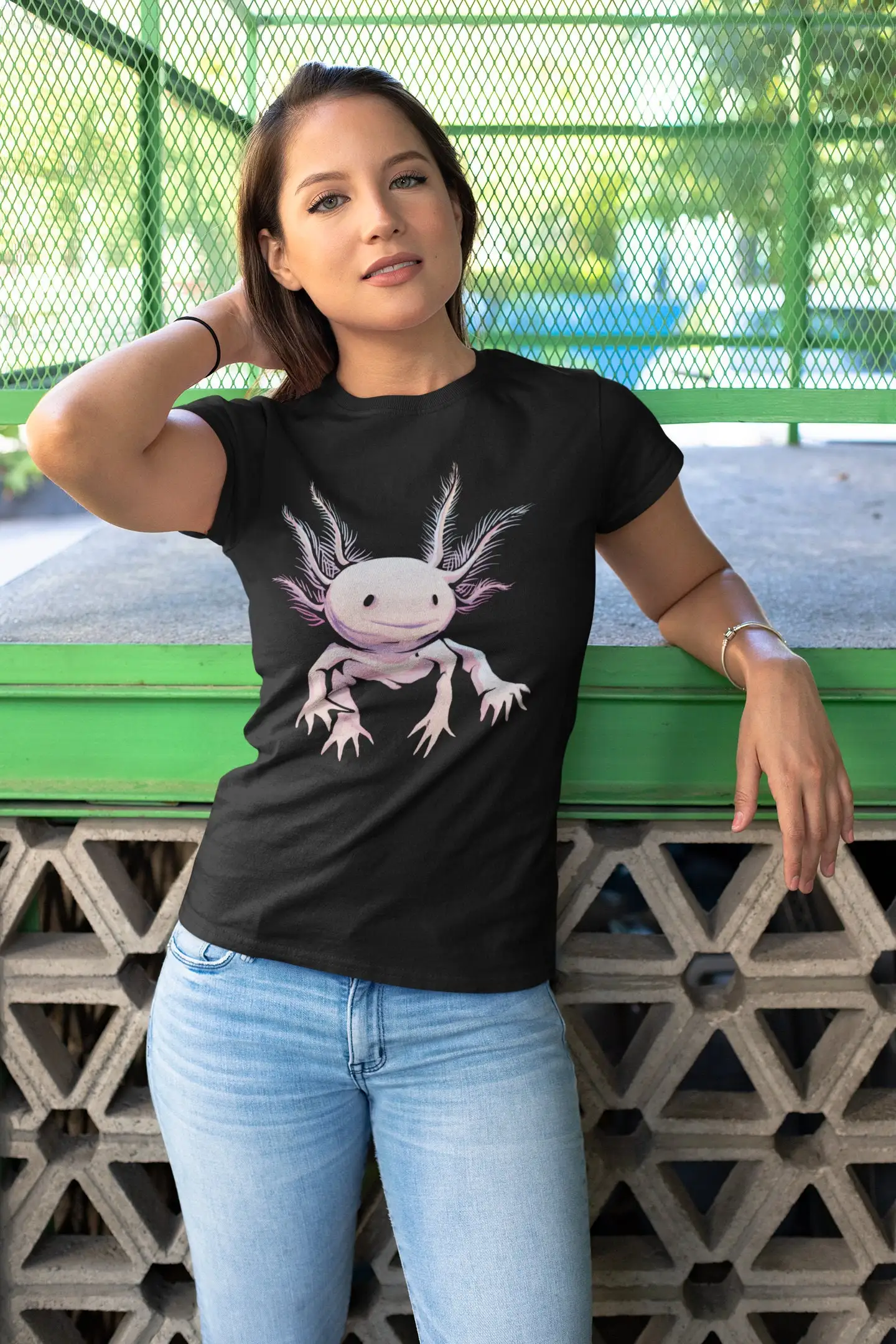 Realistic Axolotl Animal T Shirt Mexican Tail Luch Newt Fish Premium