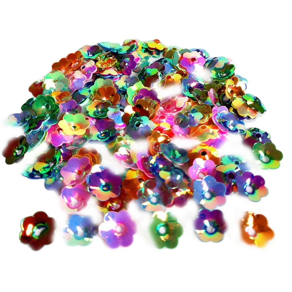 100G 6Mm Plum Flower Loose Sequins for Nail Art Craft DIY Decorative Embellishments Assorted Colors Sequin Crafts