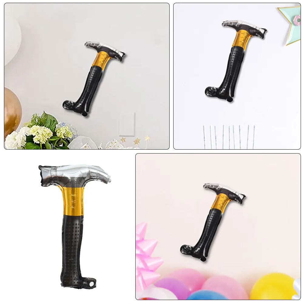 

8Pcs Construction Theme Hammer Shape Aluminum Film Balloons Birthday Party Decorations Room Office Inflatable Hammer