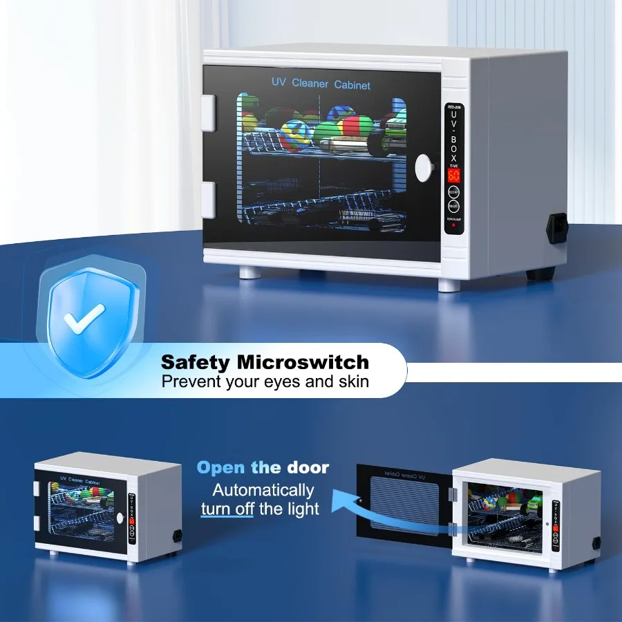 Macchina per la pulizia degli strumenti per unghie a luce UV 12L Armadietto per la pulizia UV ad alta capacità Scatola per la pulizia degli strumenti del salone con impostazione del timer