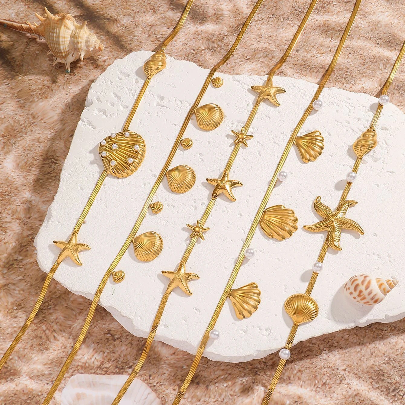 PANGJERY 316L Stainless Steel Starfish Shell Choker Necklaces For Women Sweet Simple Trendy Prevent Allergy Party Jewelry Gifts