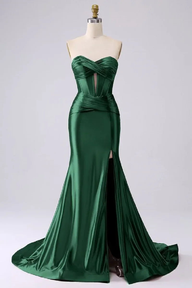 Customized Elegant Sexy Mermaid V Neck Backless Evening Dress With Side Slit Floor Length For Women Ideal For Cocktail An