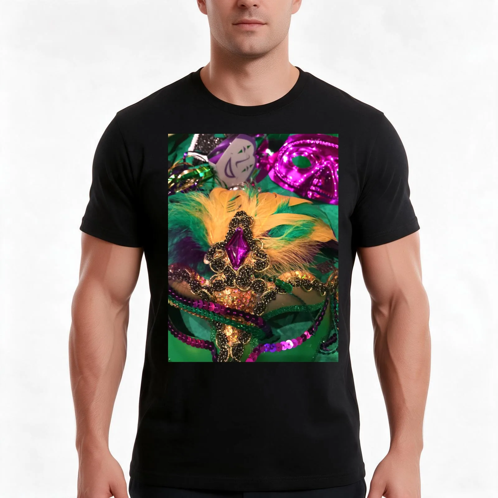 Mardi Gras Carnival VIII T-Shirt, Summer Casual Cotton Tee, Oversized Streetwear Tops, Vintage Graphic Print, Unisex Men Women