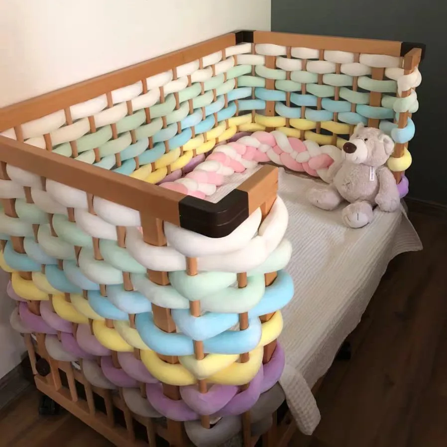 

5M Baby Bumper Bed DIY Woven Braid Knot Pillow Cushion Bumper For Infant Bebe Crib Protector Cot Bumper Baby Room Decor