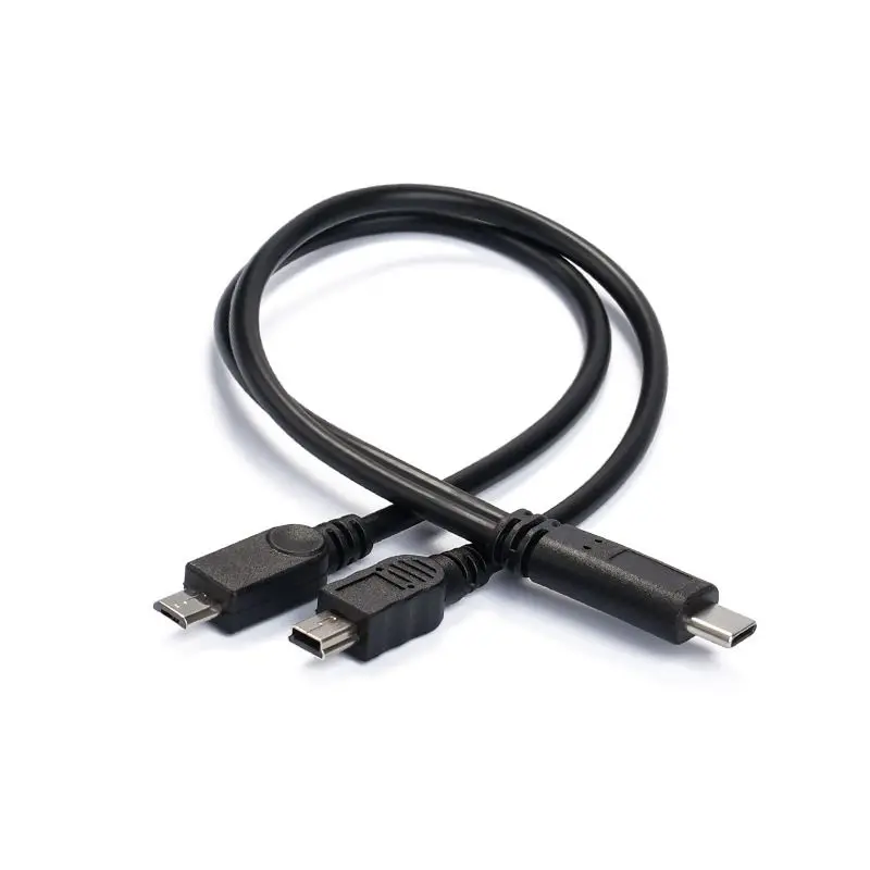Type-C Male 1/2 Dual Charging Adapter Cable, Dual Port Android Micro USB Dual Port Mini USB T-Type Driving Recorder Power Cord