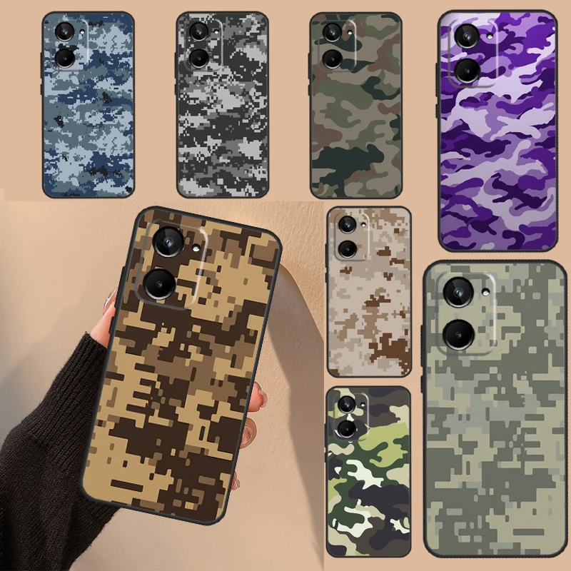 Camo Camouflage Combat Multicolor For Realme C55 C53 C33 C35 C31 C30 C21Y C25s C15 GT Neo 5 3 3T 2T 8 9 10 11 Pro Plus Case