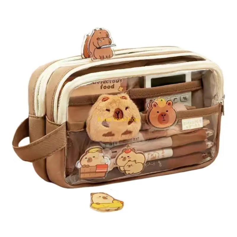 W89C حالة قلم رصاص W89C مع Capybara Capybara Pencil Pencil Bag Bag Bag Bag Hage للطالب
