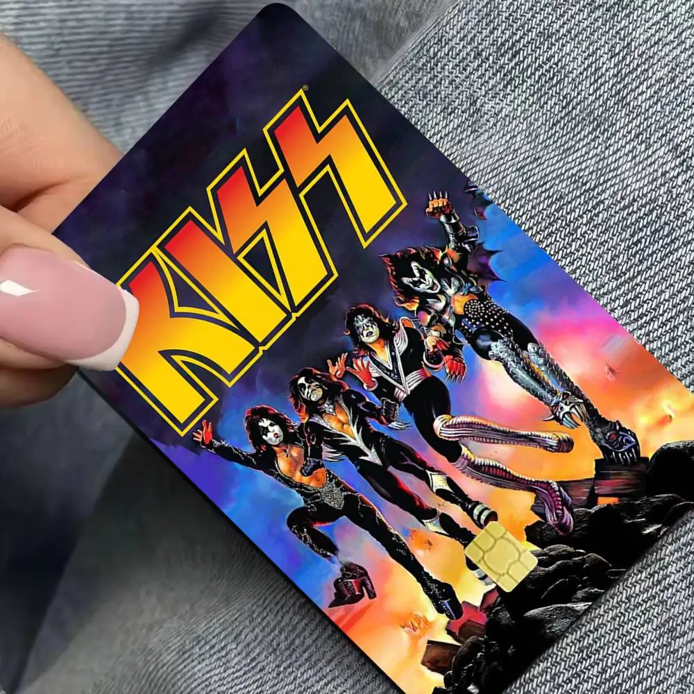 Band Rock Kiss 4pcs 1Set Laser Holographic Sticker Skin Cover for Credit Bank Debit Card view 3