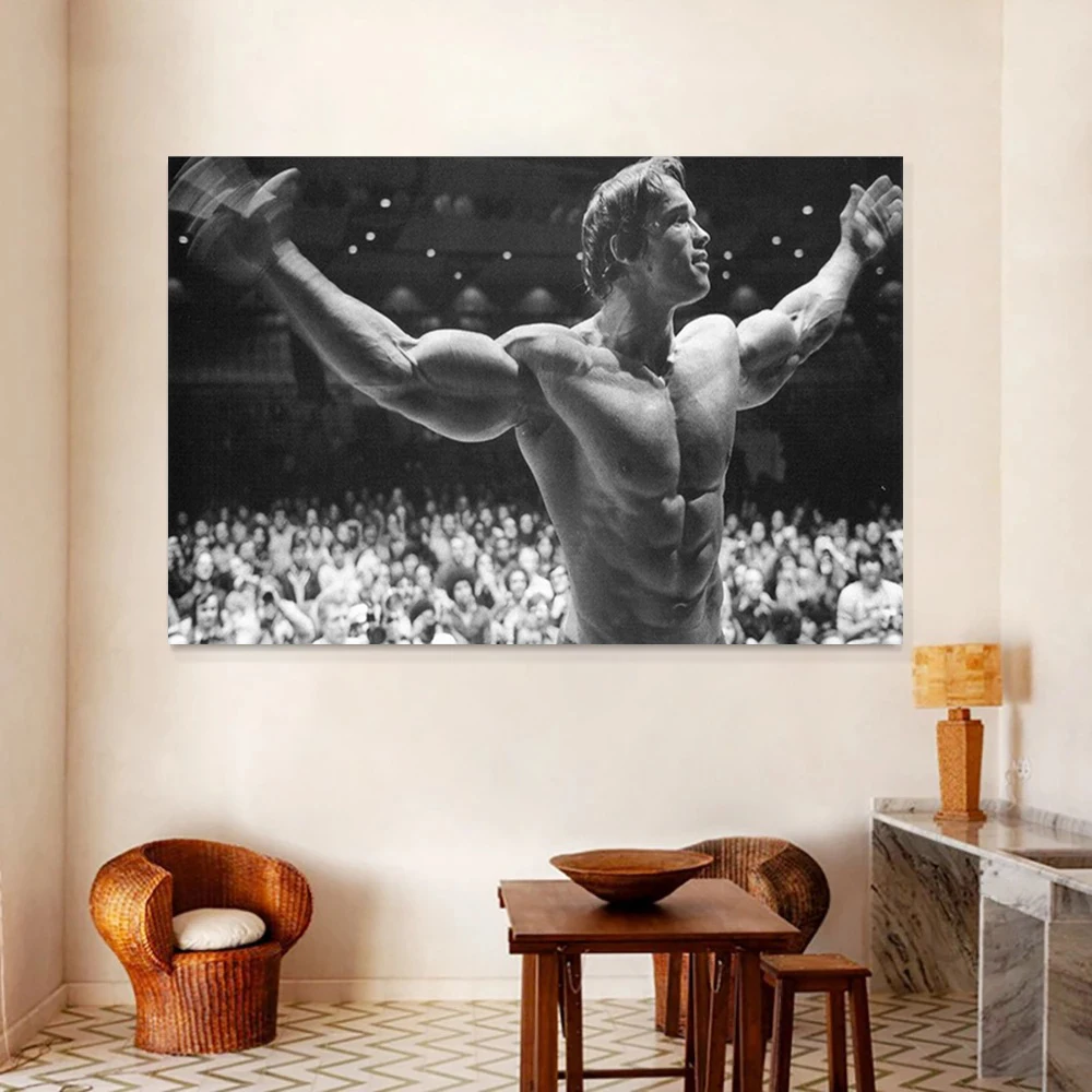 Bodybuilding Arnold Schwarzenegger Portrait Posters and Prints Motivational Canvas Painting Wall Cuadros for Gym Room Home Decor