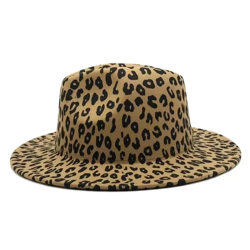 2024 cappelli fedora invernali per donna moda piatto a tesa larga Panama feltro di lana Jazz cappelli Fedora per uomo Leopard goth top cappello da sposa