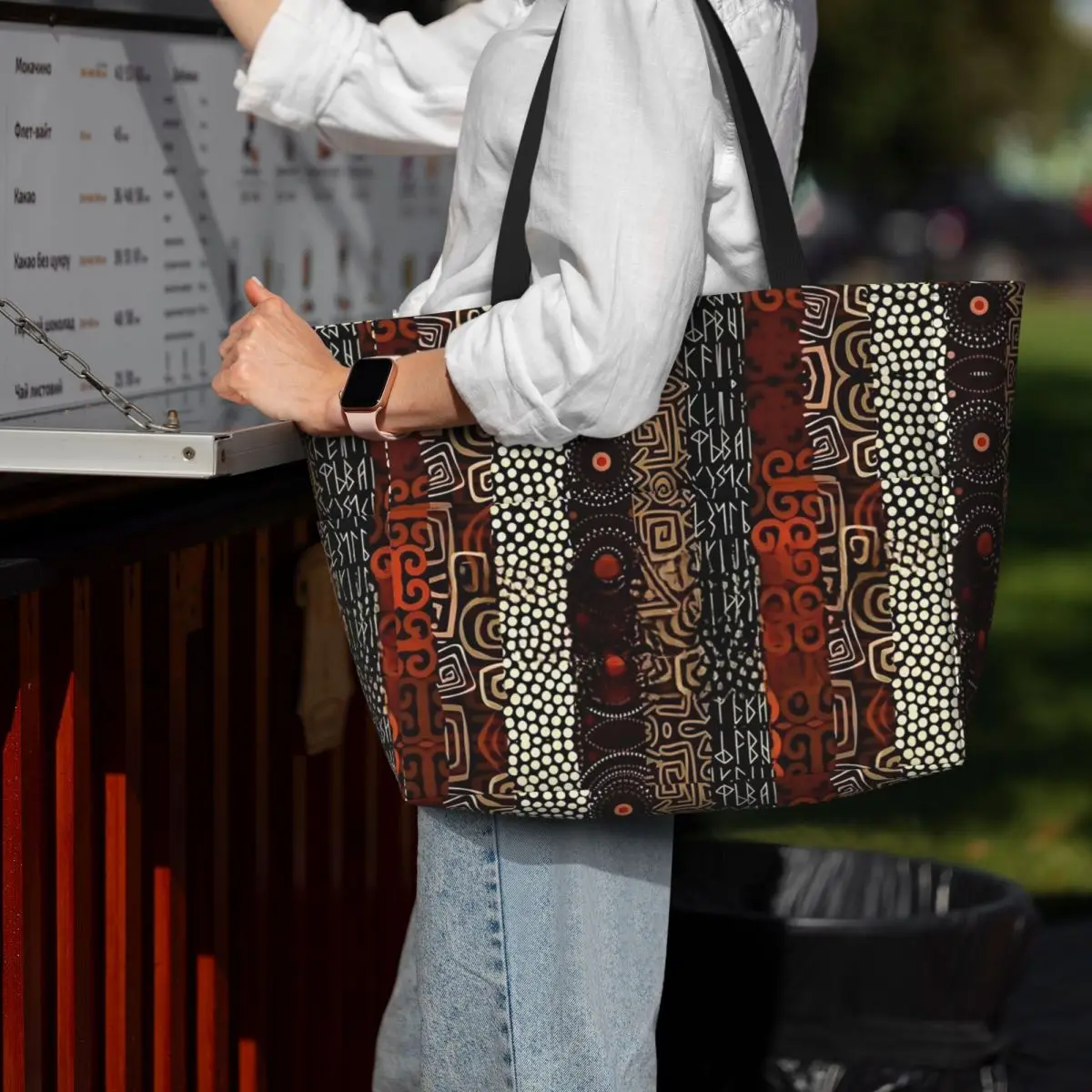 

African Bogolan Africa Ethnic Tribal Art Beach Tote Bag Sport Gym Yoga Duffle Large Tote Bag Women Travel Bag Fitness bag