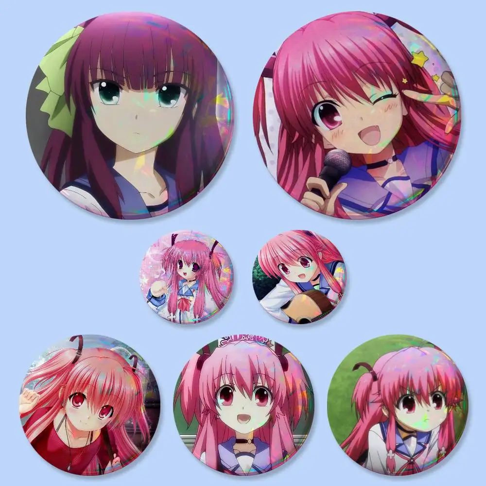 Angel Yui Hideki Hinata Yusa Anime Character Badges Button Round Creative Pin Brooch Badge Bag Decor Accessories Friends Gifts
