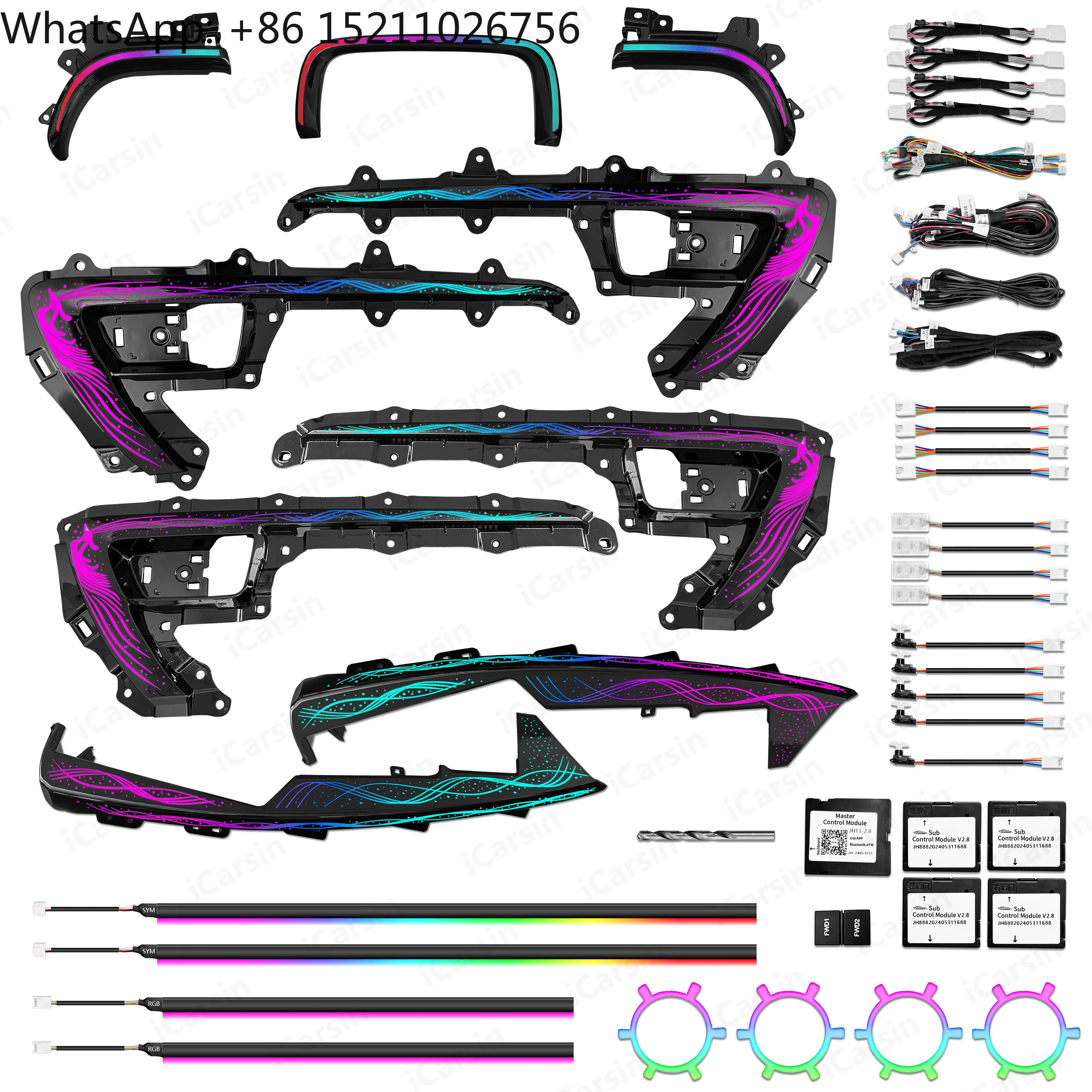 OEM Dynamic Ambient Light for Toyota Fortuner Interior Atmosphere Lighting Accessories- Carving Trim Panel