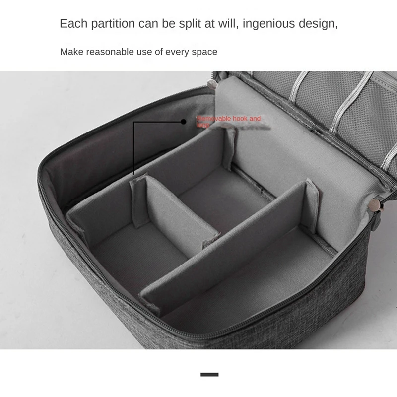 Waterproof USB Data Line Storage Bag Charger Plug Organizer Storage Bag For Travel Electronic Organizer Black