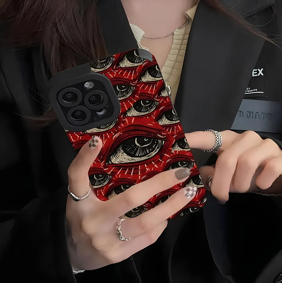 Evil Eyes Pattern Red Eye Silicone Cases For iPhone 15 14 12 11 13 Pro Max Plus Spooky Scary Case Shockproof Cover Accessories image 5