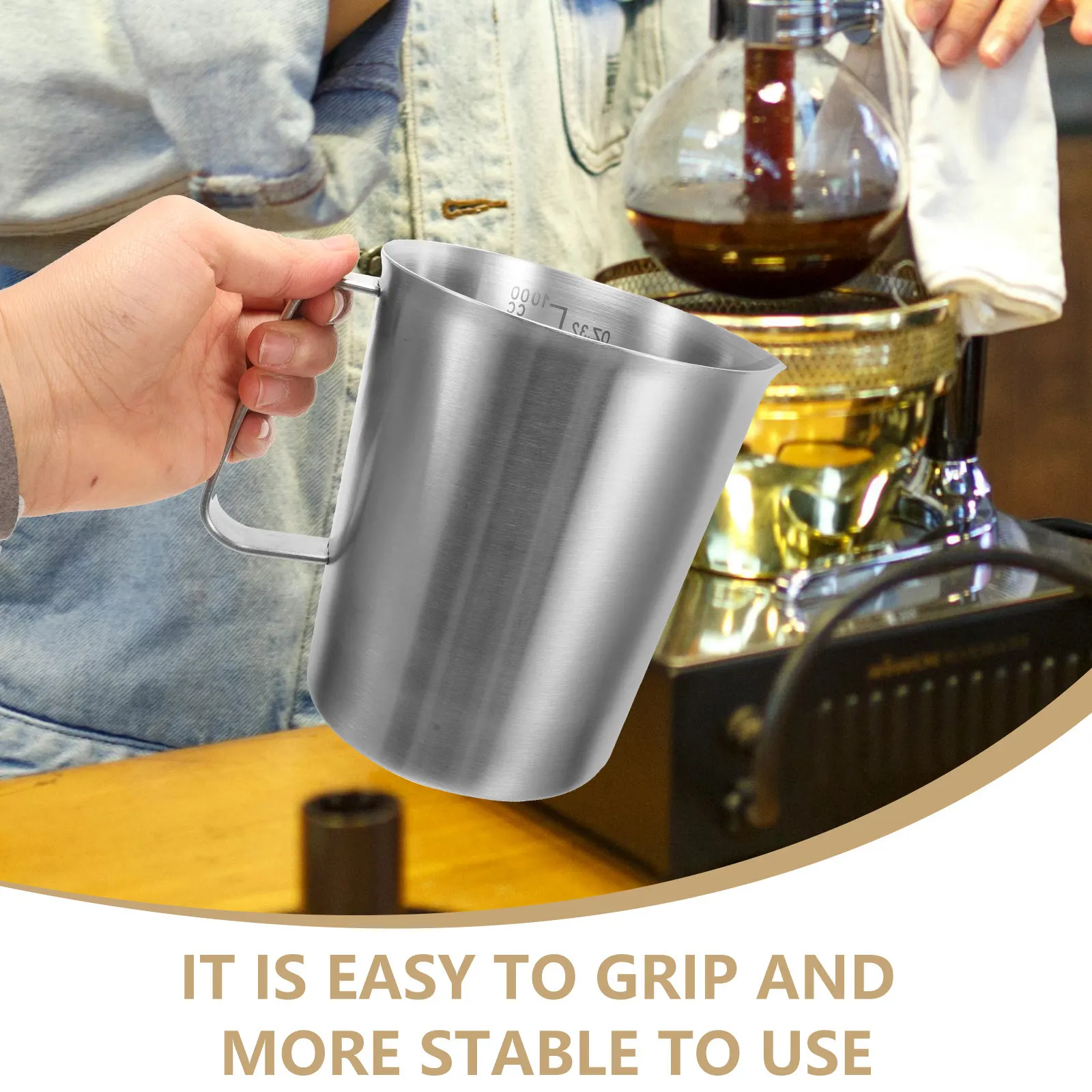 

Stainless Steel Measuring Cup Large Capacity Milk Jug Espresso Latte Art Cappuccino Precise Measurement Unique Spout