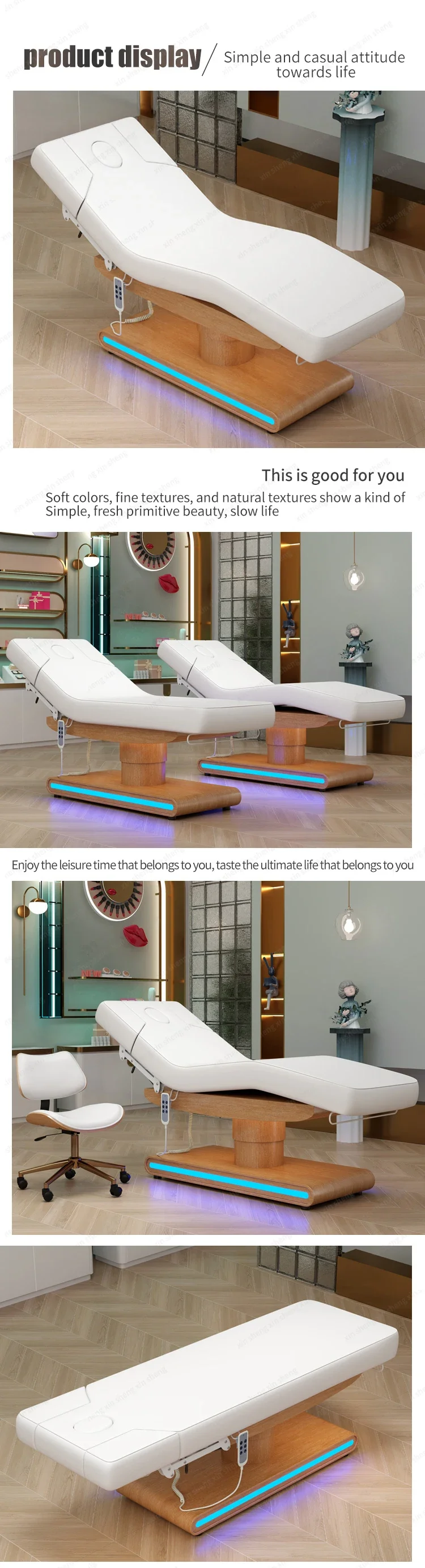 XingSheng Elektrische Hebe Gesichts Schönheit Bett Wimpern Betten Schönheit Salon Stuhl Massage Tisch Verstellbare Möbel Sofa Bett Stühle – Detail 11