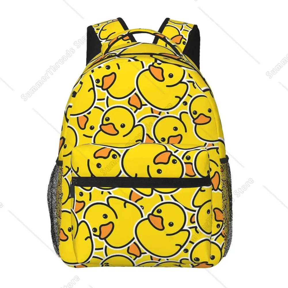 

Рюкзаки с желтой уткой для мальчиков и девочек, сумка для книг, школьные сумки для студентов, детский рюкзак с героями мультфильмов, сумка на плечо большой вместимости