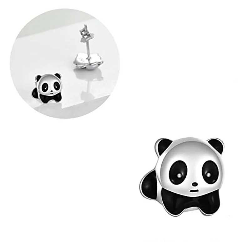 Modern Fashion Animal Stud Earrings Sparkling Panda Earrings Temperament Elegant Accessories Statement Jewelry