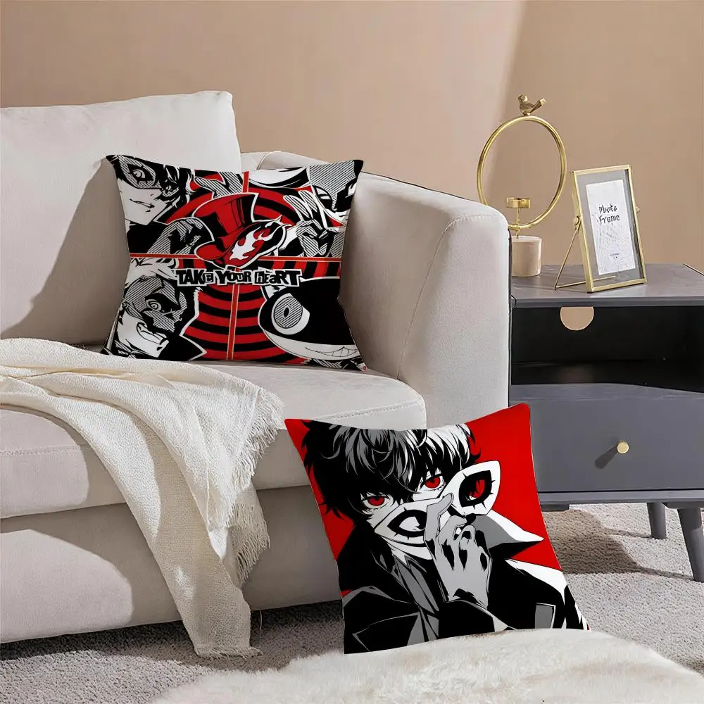 Classic Anime P-Persona 5 Cushion Cover Throw Pillow Cover Hidden Button Durable Polyester Chair Cushion