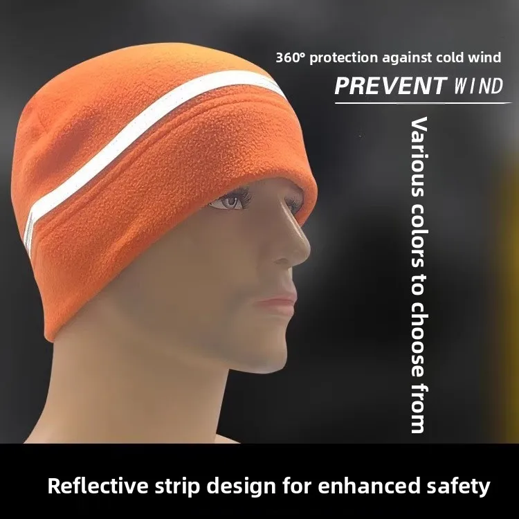 Protective Fleece Thermal Reflective Strip Warm Head Cover for Autumn Winter Outdoor Cycling Skiing