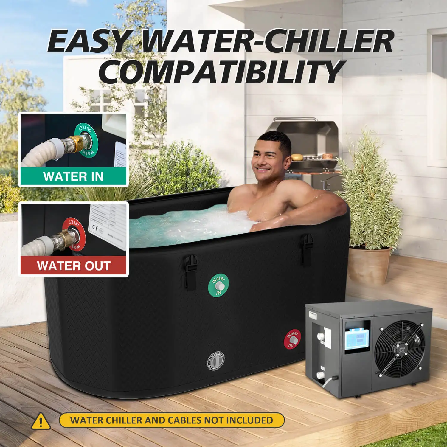Drop Stitch Inflatable Ice Bath Tub with Insulated Lid Chiller Compatible Cold Plunge Pool for Athletic Recovery Therapy