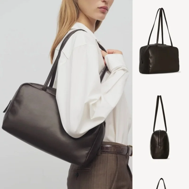 

2026 Fashion Women's Bowling Bag Soft Boston bag Simple Casual Armpit Bag Popular Briefcase Handbag PU Leather Bag