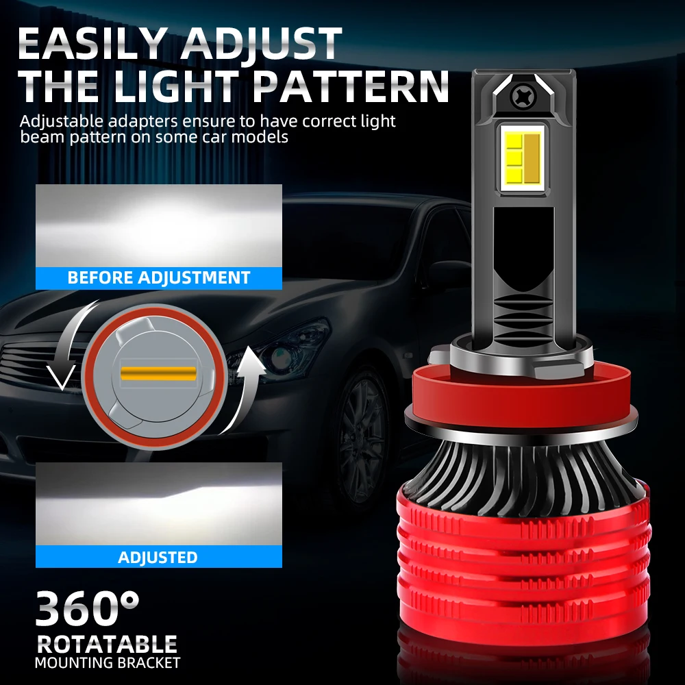 Auto Led 3 Colors Change 300K 4300K 6000K Car H7 Headlight Canbus High Power H1 H3 H4 9005 9006 880 9012 5202 Auto Fog Lamps