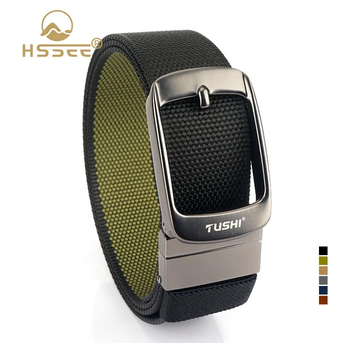 Imagen 1 del producto HSSEE Nuevo cinturón reversible para hombres y mujeres, hebilla automática de aleación Cinturón casual de rotación de 360 grados Cinturón suave de nylon al aire libre masculino Envío gratuito