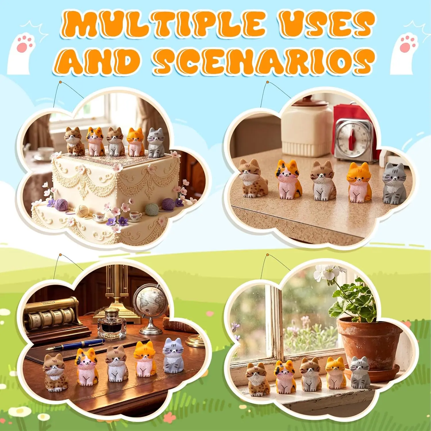 10 Stück Mini-Katzenfiguren aus Harz, Tierstatuen, kleine Kätzchen für Versteckspiele, DIY Feengarten, Desktop-Deko, Haustier-Party-Geschenk – Detail 5