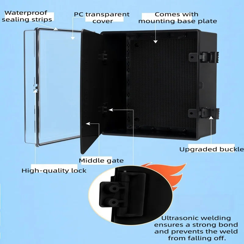 IP67 Waterproof Outdoor Electrical Junction Box ABS Plastic Distribution Enclosure Transparent Cover Wall Pole Mount view 5