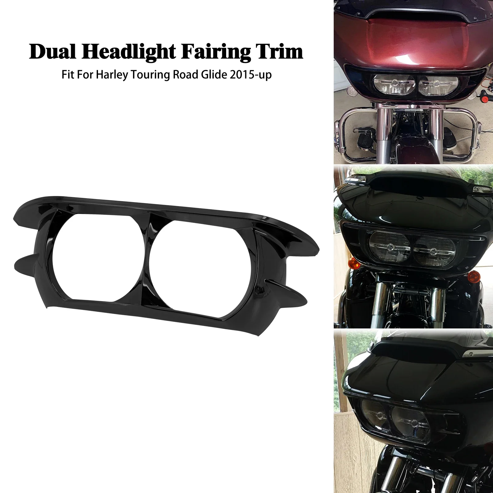 Motorcycle Dual Headlight Fairing Trim Bezel Cowl Headlamp Cover For Harley Touring Road Glide FLTRX Special FLTRXS 2015-2023